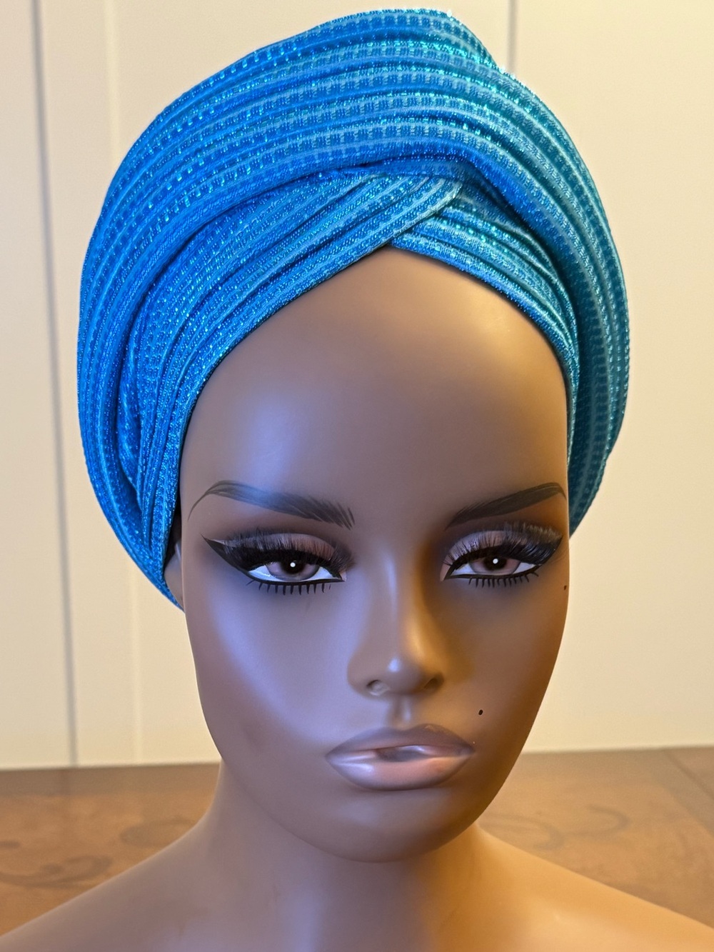 Ribbed Teal Turban Headwrap